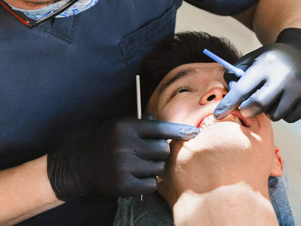 a patient being worked on to prevent teeth grinding